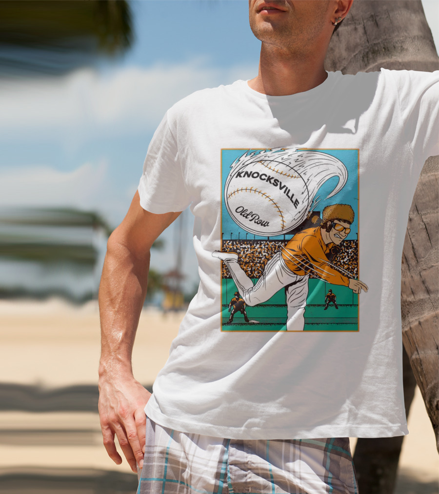 Knocksville Old Row Baseball Pitcher With Swirling Fastball And Spectator Crowd T-Shirt