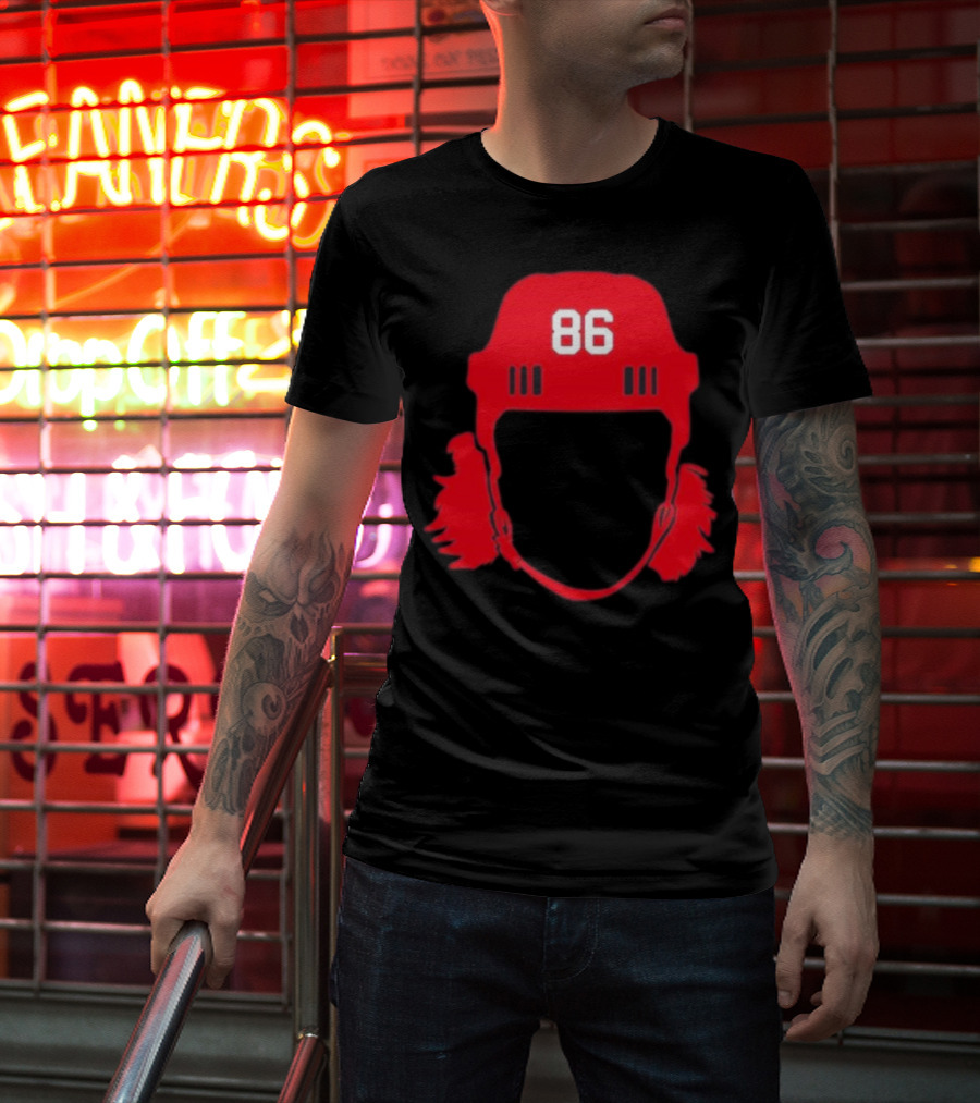 Spittin Chiclets 86 New Jersey Devils Hockey Helmet T-Shirt