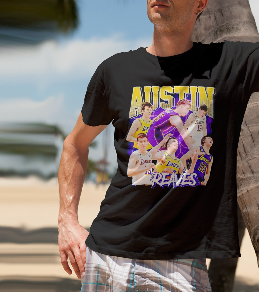 Austin Reaves Lakers Basketball Dynamic Action Collage T-Shirt