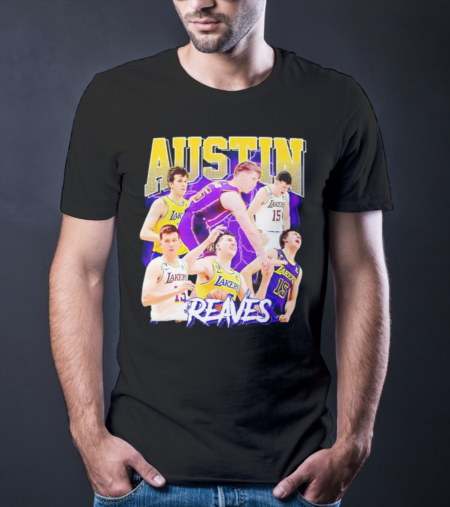 Austin Reaves Lakers Basketball Dynamic Action Collage T-Shirt