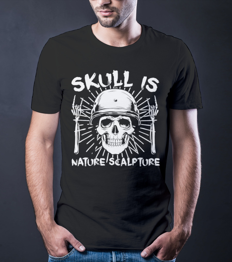 Skull Is Nature Sculpture Helmet And Bones T-Shirt