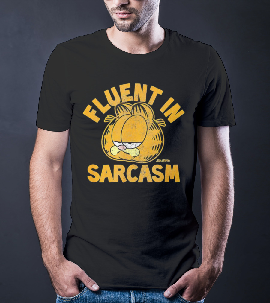 Garfield Fluent In Sarcasm Jim Davis Iconic Cat Image T-Shirt