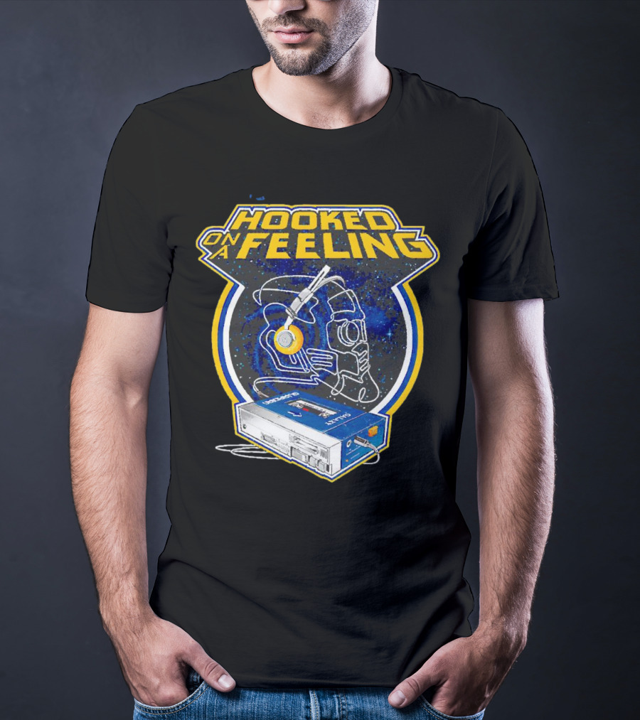 Hooked On A Feeling Cassette Tape And Headphones Space T-Shirt
