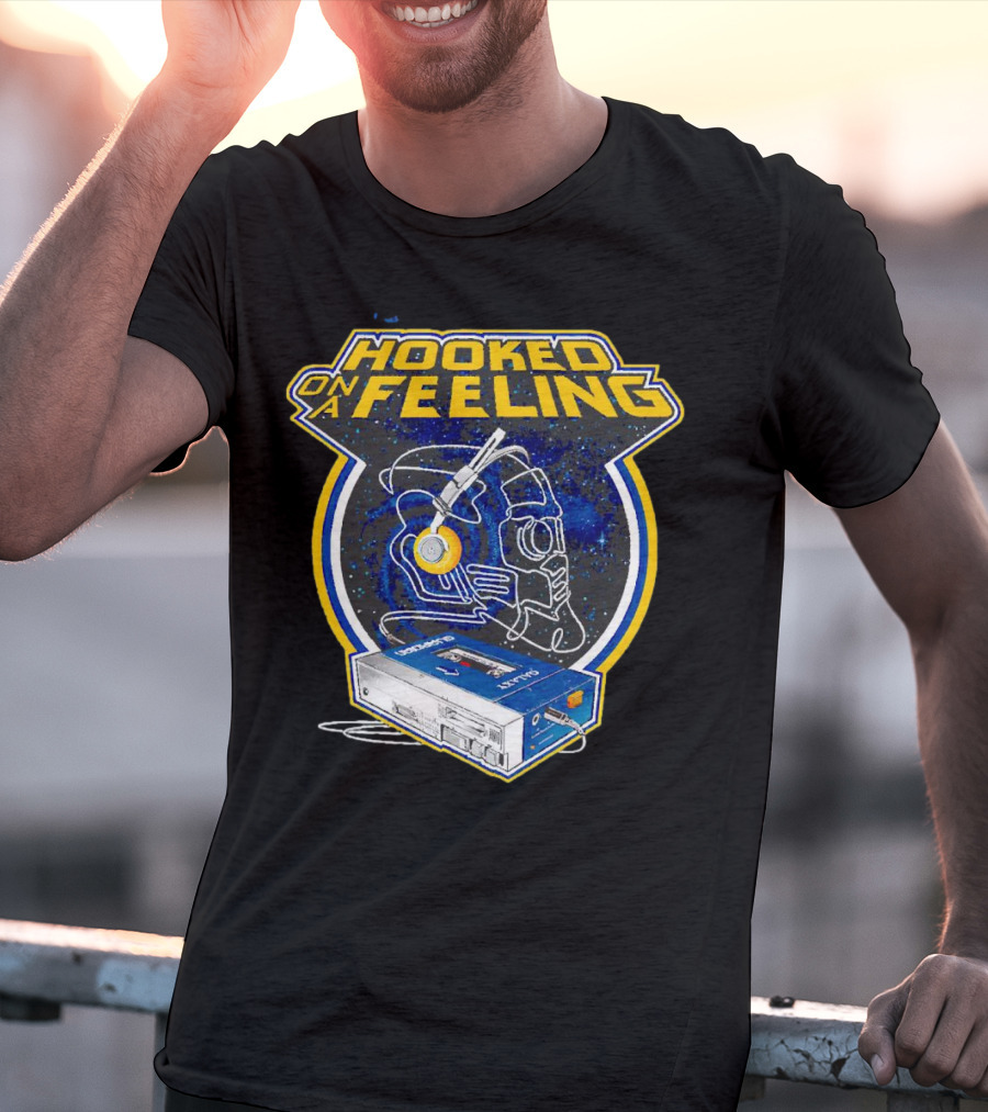 Hooked On A Feeling Cassette Tape And Headphones Space T-Shirt