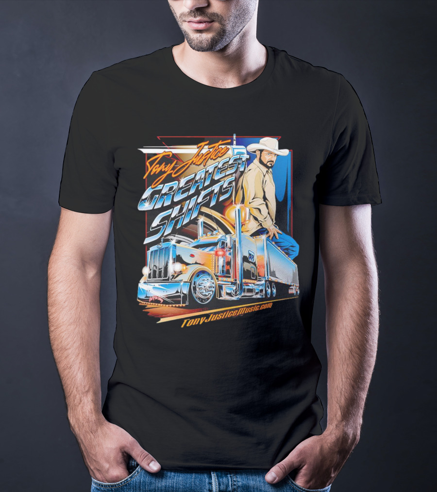 Tony Justice Music Greatest Shifts Trucking Art Cowboy T-Shirt