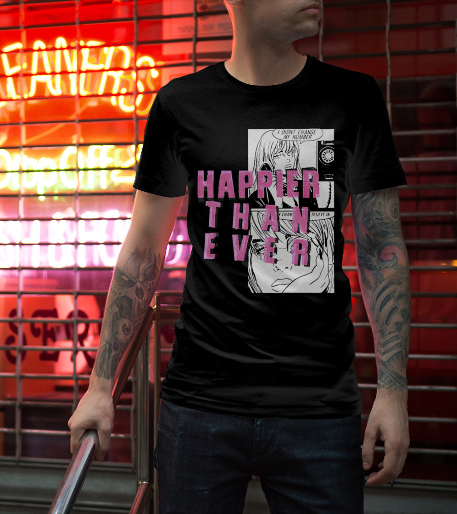 Happier Than Ever Didn't Change My Number Billie Eilish Comic T-Shirt