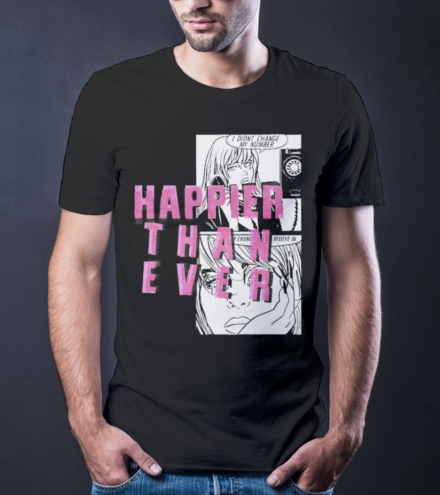 Happier Than Ever Didn't Change My Number Billie Eilish Comic T-Shirt