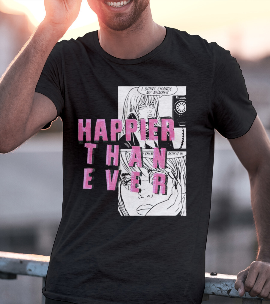 Happier Than Ever Didn't Change My Number Billie Eilish Comic T-Shirt