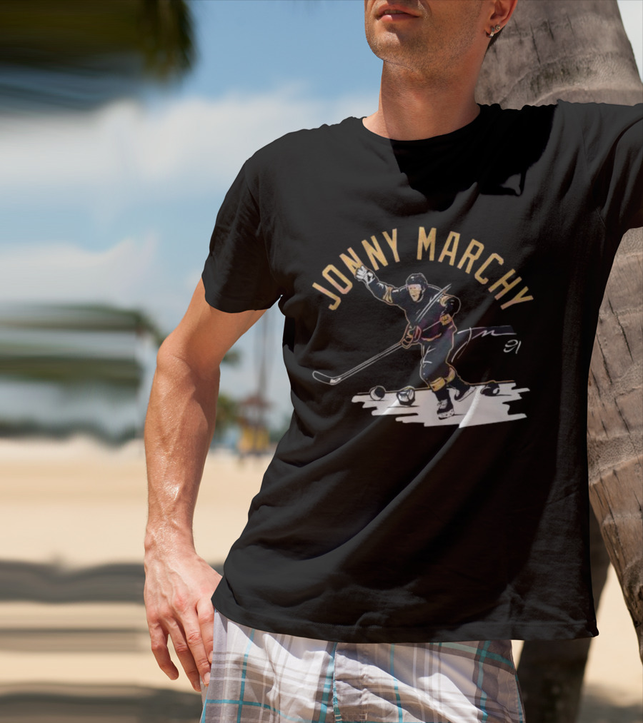 JONNY MARCHY 91 Signature Hockey Action T-Shirt