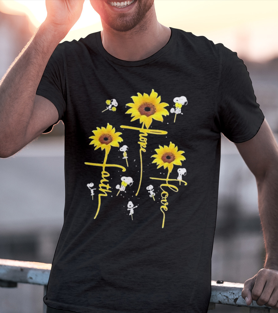 Snoopy Sunflowers Hope Faith Love T-Shirt