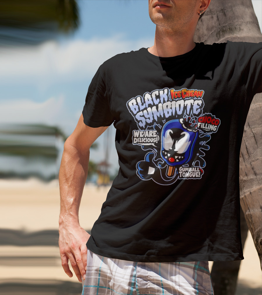 Black Symbiote Ice Cream Choco Filling Gumball Tongue We Are Delicious T-Shirt