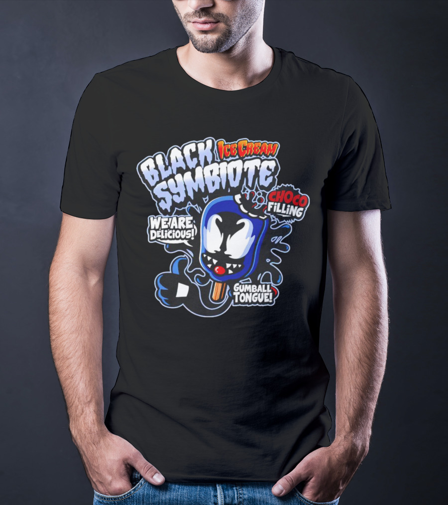 Black Symbiote Ice Cream Choco Filling Gumball Tongue We Are Delicious T-Shirt