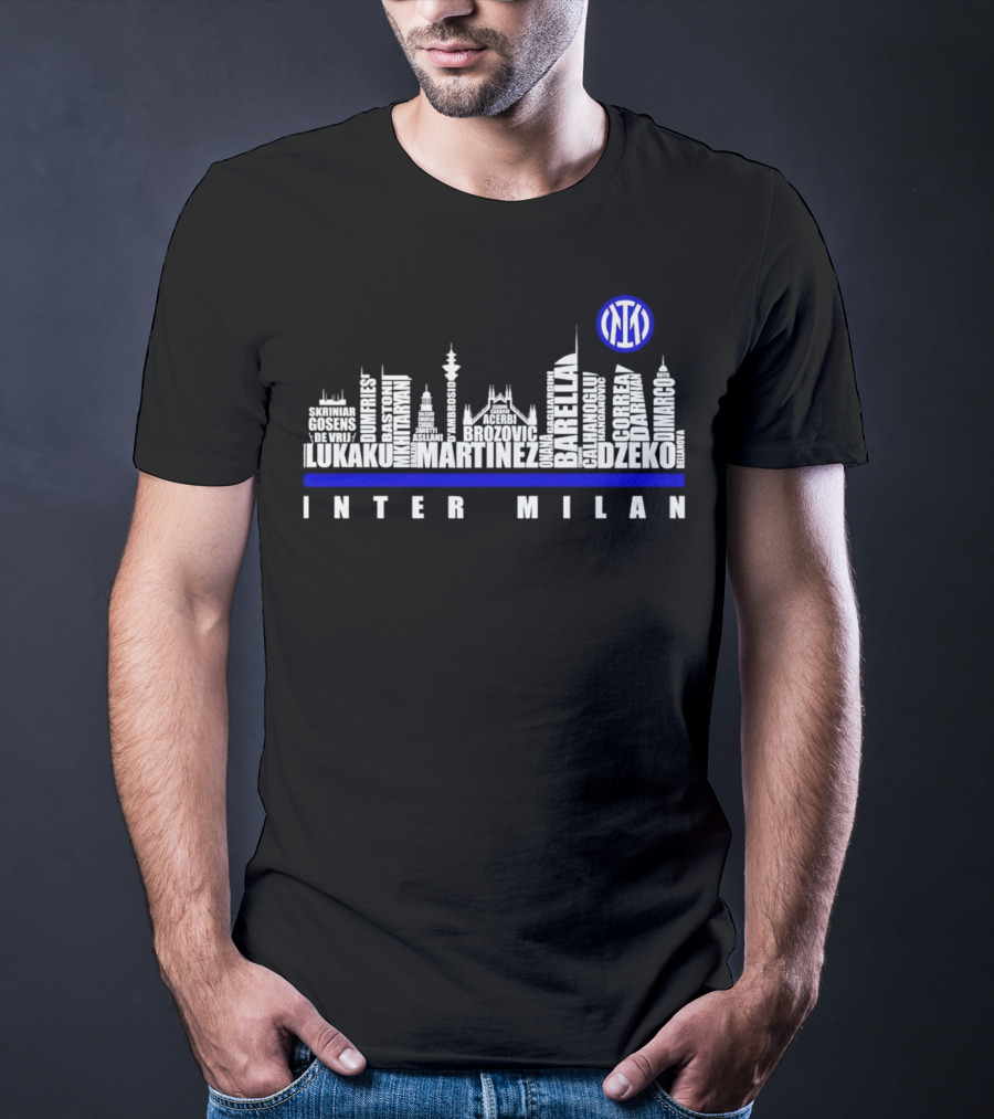 Edizione Limitata Inter Milan Team Skyline Lukaku Martinez Barella Dzeko Brozovic T-Shirt