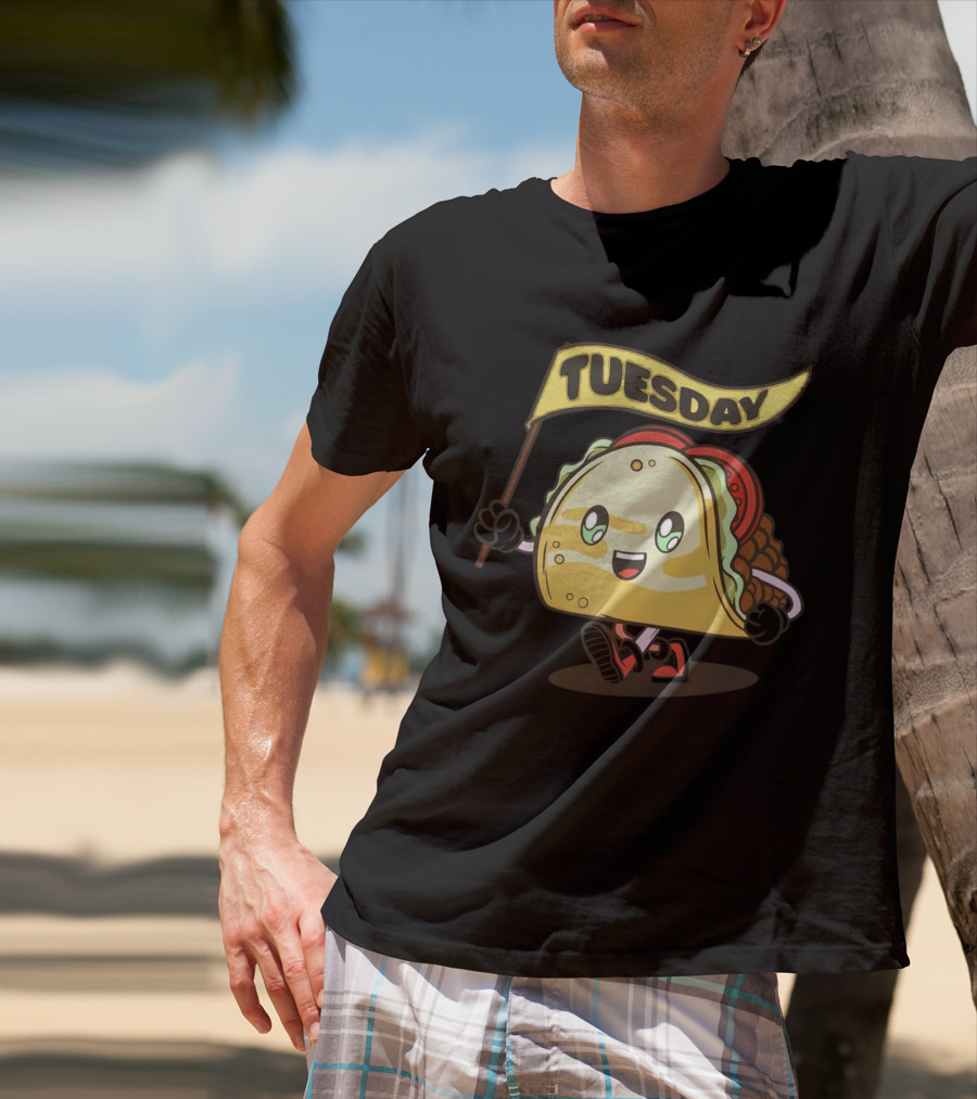 Happy Taco Holding Tuesday Flag T-Shirt