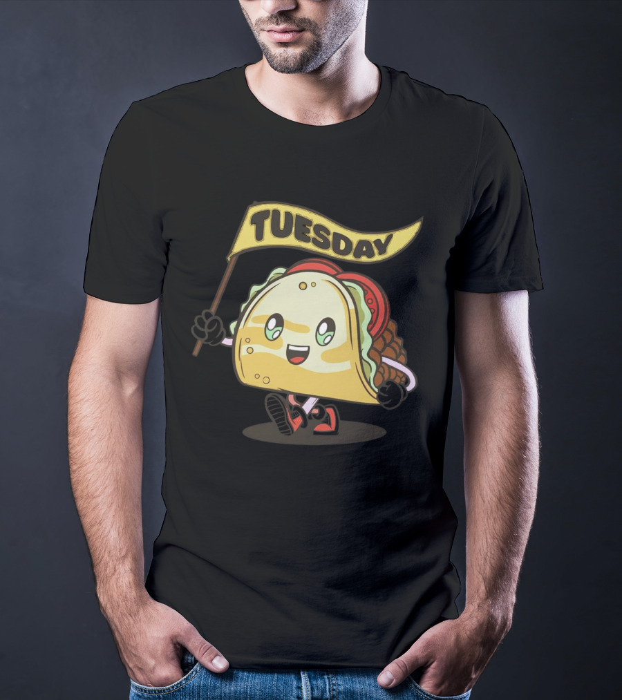 Happy Taco Holding Tuesday Flag T-Shirt