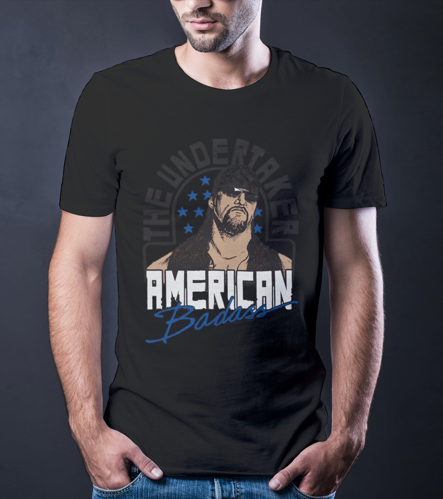 The Undertaker American Badass Stars Sunglasses Long Hair T-Shirt