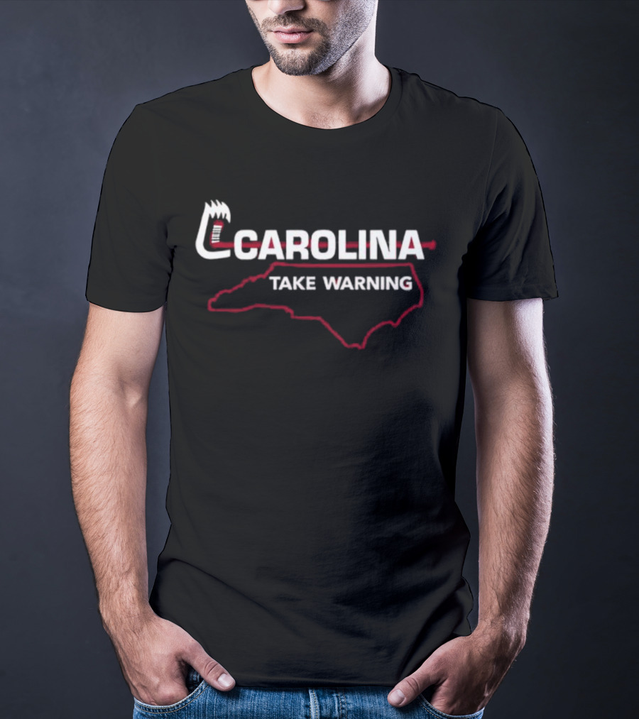 Carolina Hockey Take Warning State Outline T-Shirt