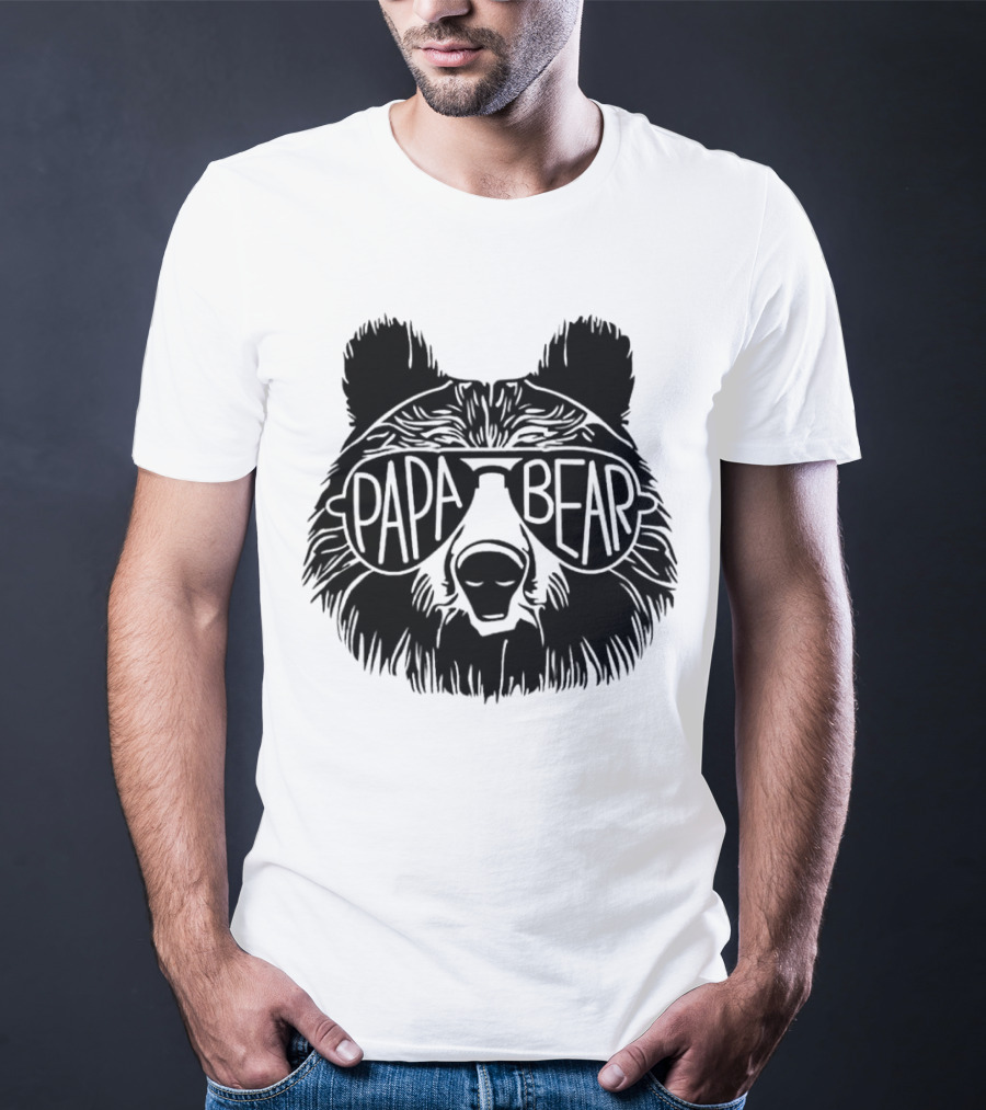 Papa Bear Sunglasses Cool Bear Head T-Shirt
