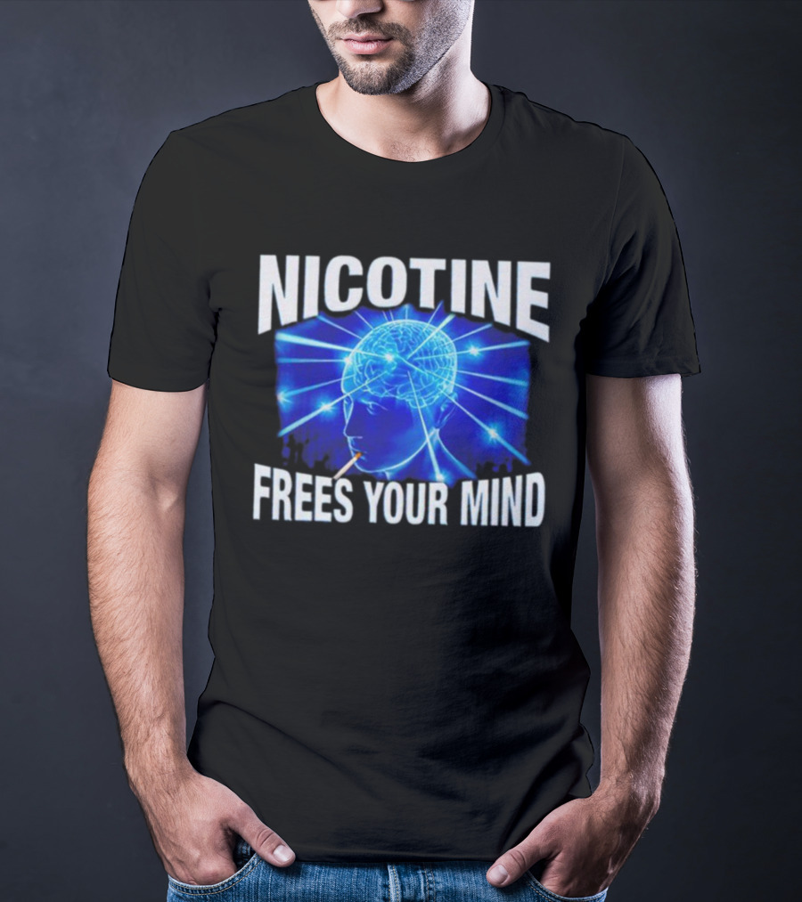 Nicotine Frees Your Mind Electric Brain Smoke Effect T-Shirt
