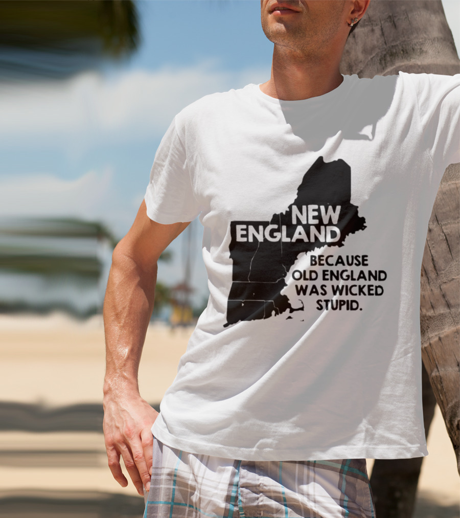 New England Map Outline Because Old England Was Wicked Stupid T-Shirt