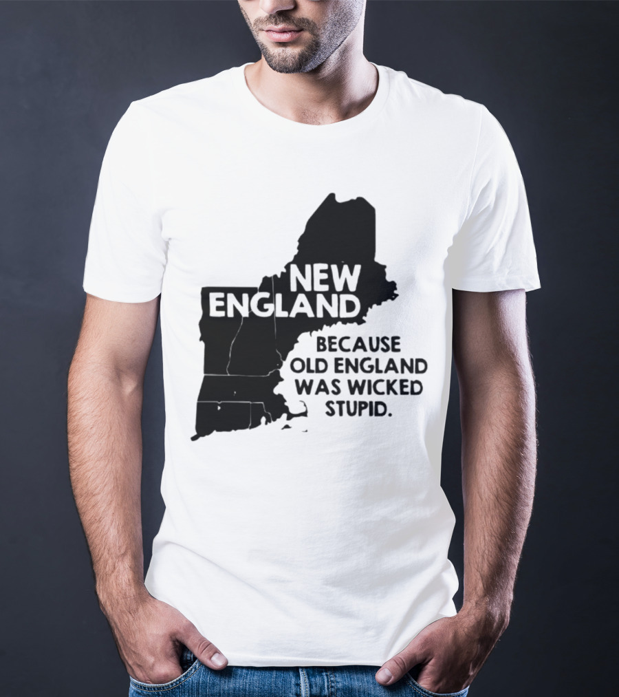 New England Map Outline Because Old England Was Wicked Stupid T-Shirt