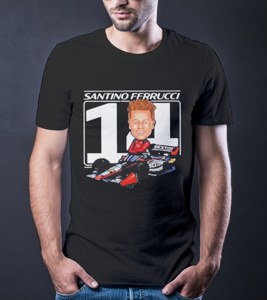 Santino Ferrucci 14 Sexton Properties Cartoon Racing Car T-Shirt