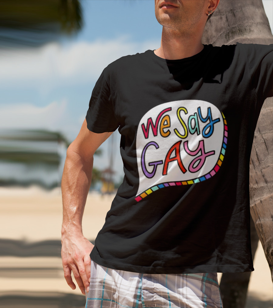 We Say Gay Colorful Speech Bubble Rainbow T-Shirt