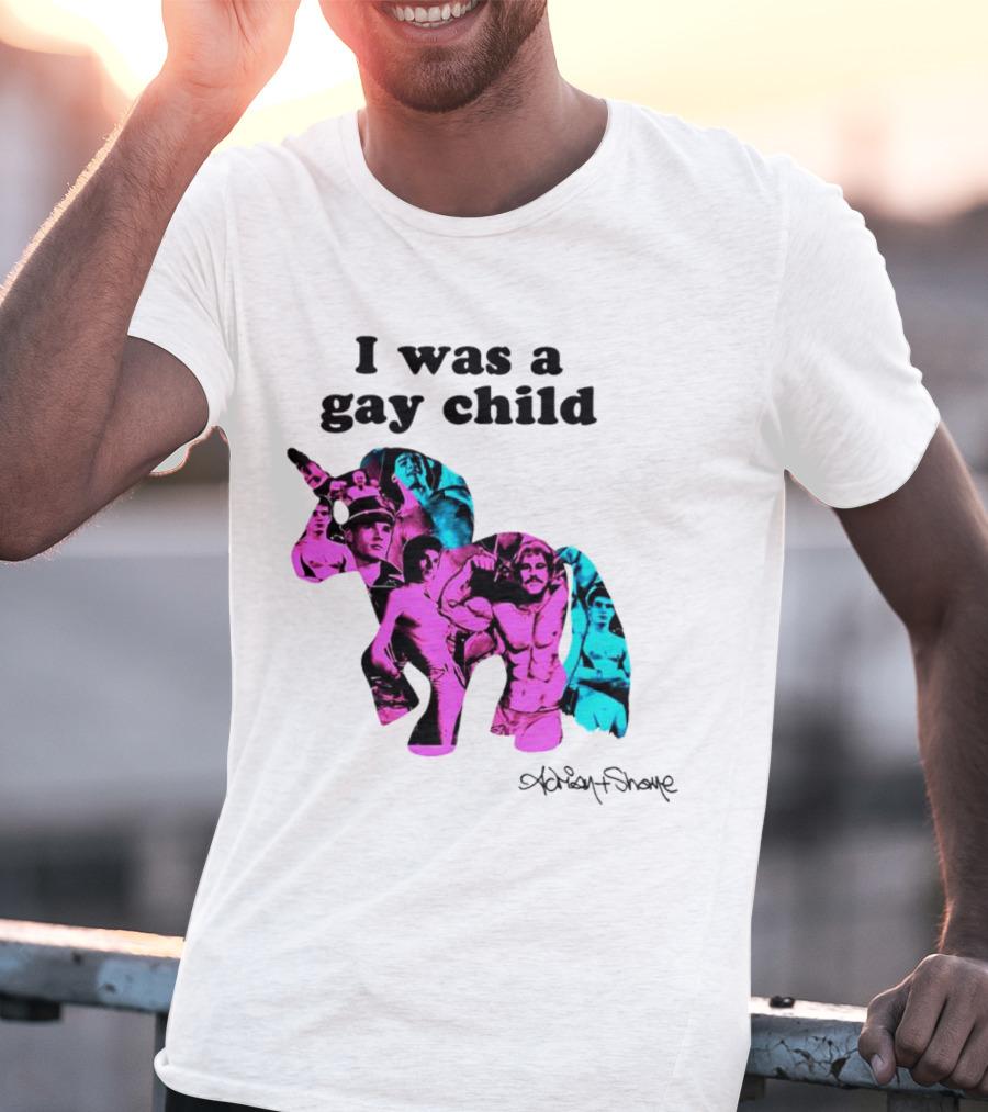 Adrian And Shane I Was A Gay Child Unicorn Collage T-Shirt