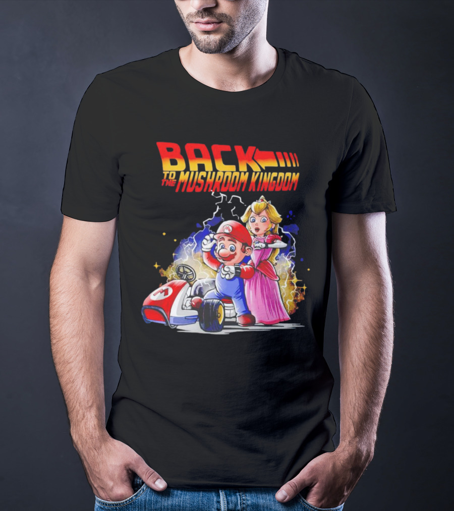 Back To The Mushroom Kingdom Mario Princess Kart Lightning Retro Adventure T-Shirt