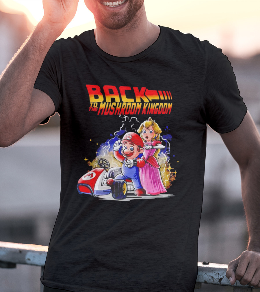 Back To The Mushroom Kingdom Mario Princess Kart Lightning Retro Adventure T-Shirt
