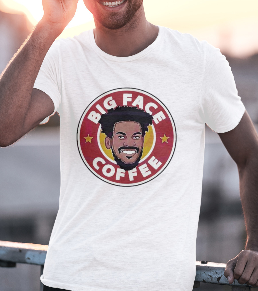 Big Face Coffee Jimmy Butler Circle Red Background Two Stars T-Shirt