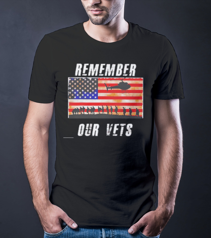 Vietnam Veterans Remember Our Vets Memorial Day American Flag Helicopter T-Shirt