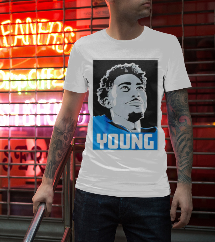 Bryce Young Football Portrait Black And Blue Young T-Shirt
