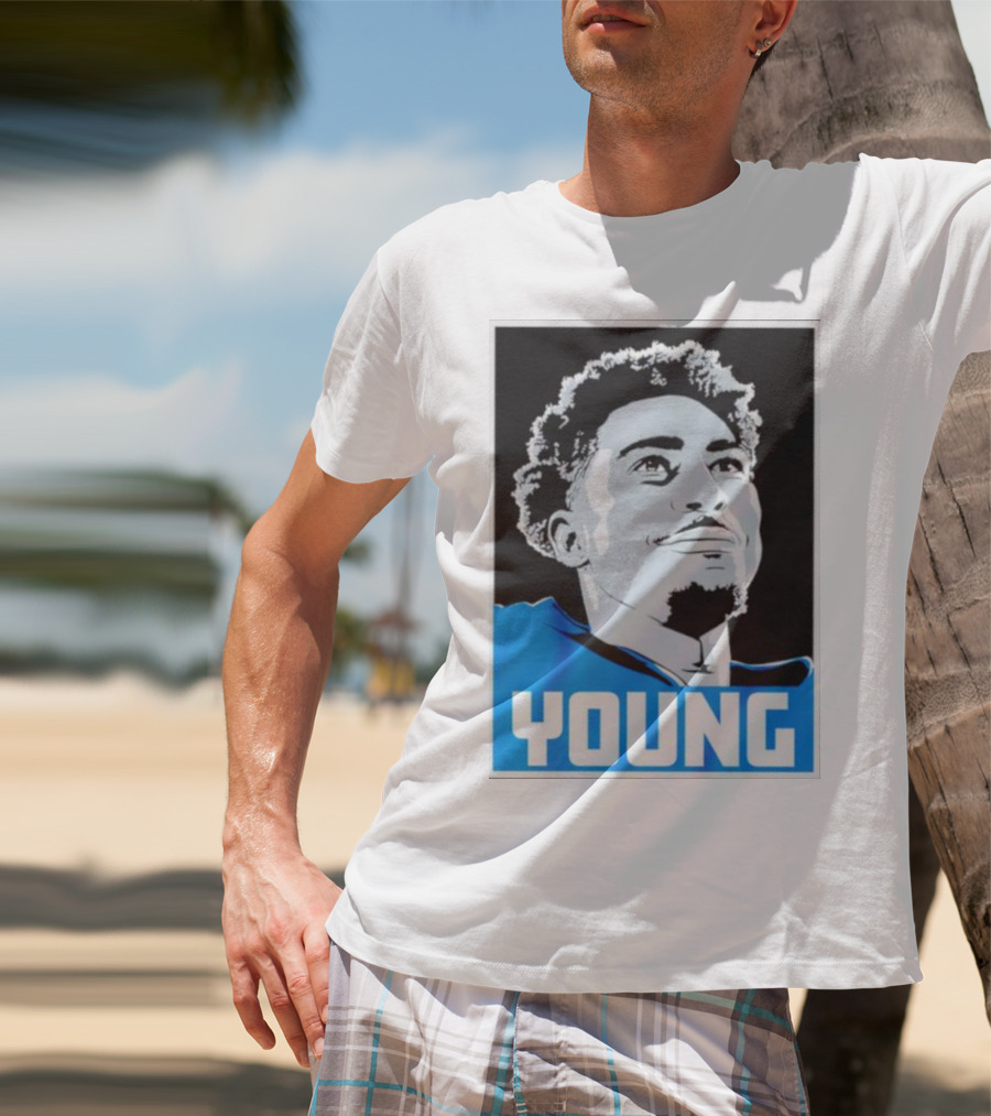 Bryce Young Football Portrait Black And Blue Young T-Shirt
