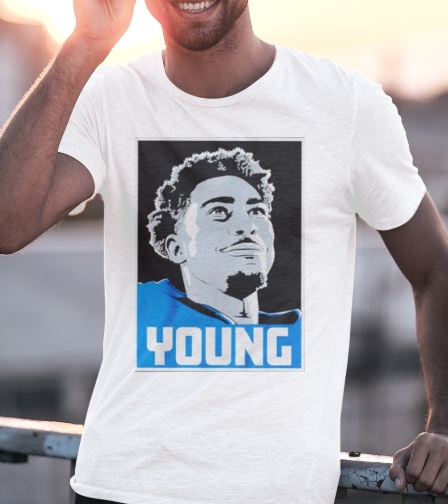 Bryce Young Football Portrait Black And Blue Young T-Shirt