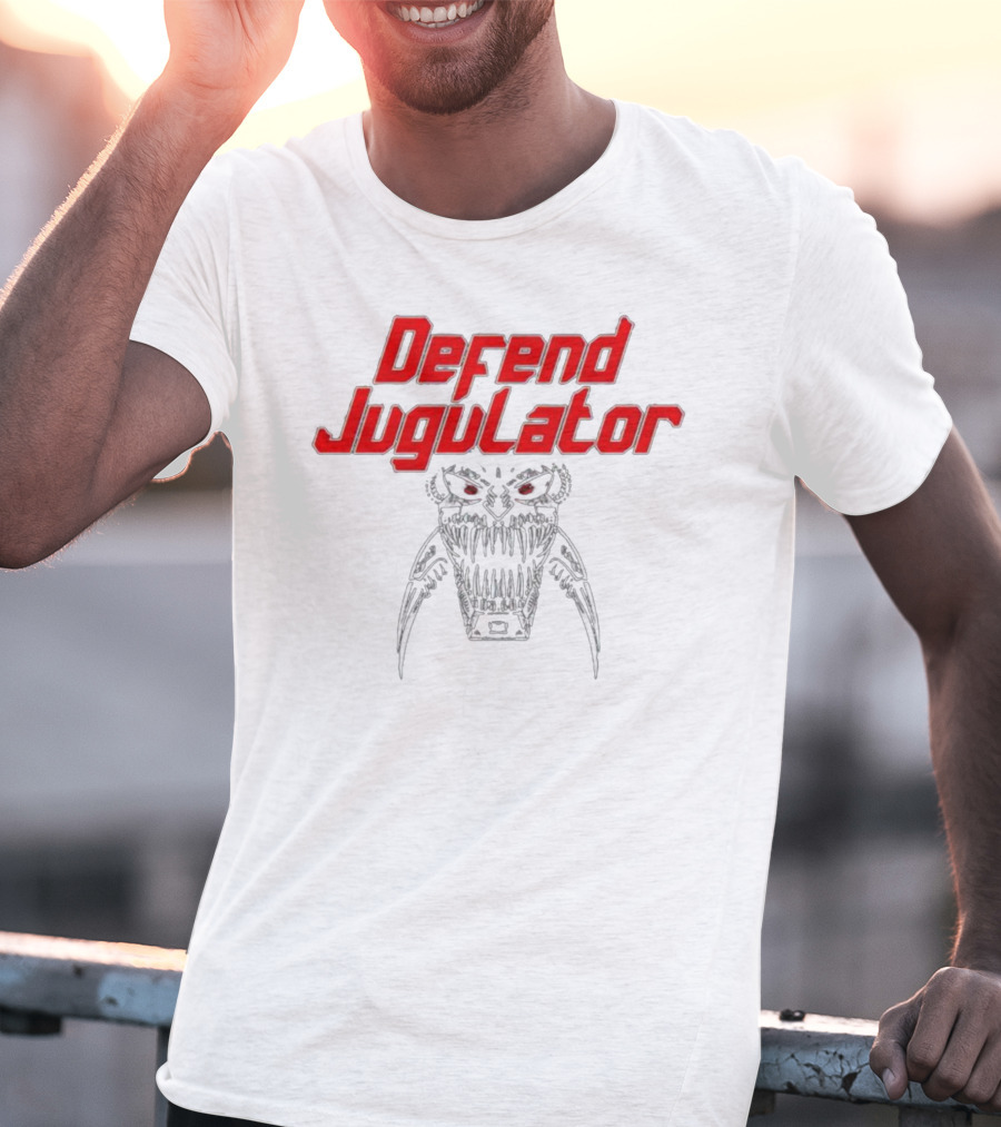 Defend Jugulator Metal Beast With Fangs And Red Eyes T-Shirt