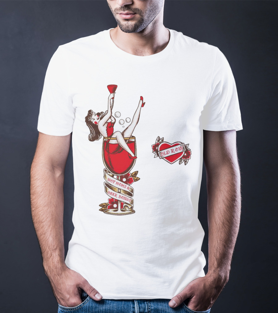 Hot Moms And Beer Bongs Old Row Retro Pin-Up T-Shirt