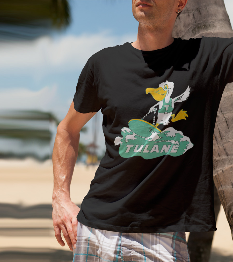 Tulane Green Wave Surfing Pelican Vintage T-Shirt