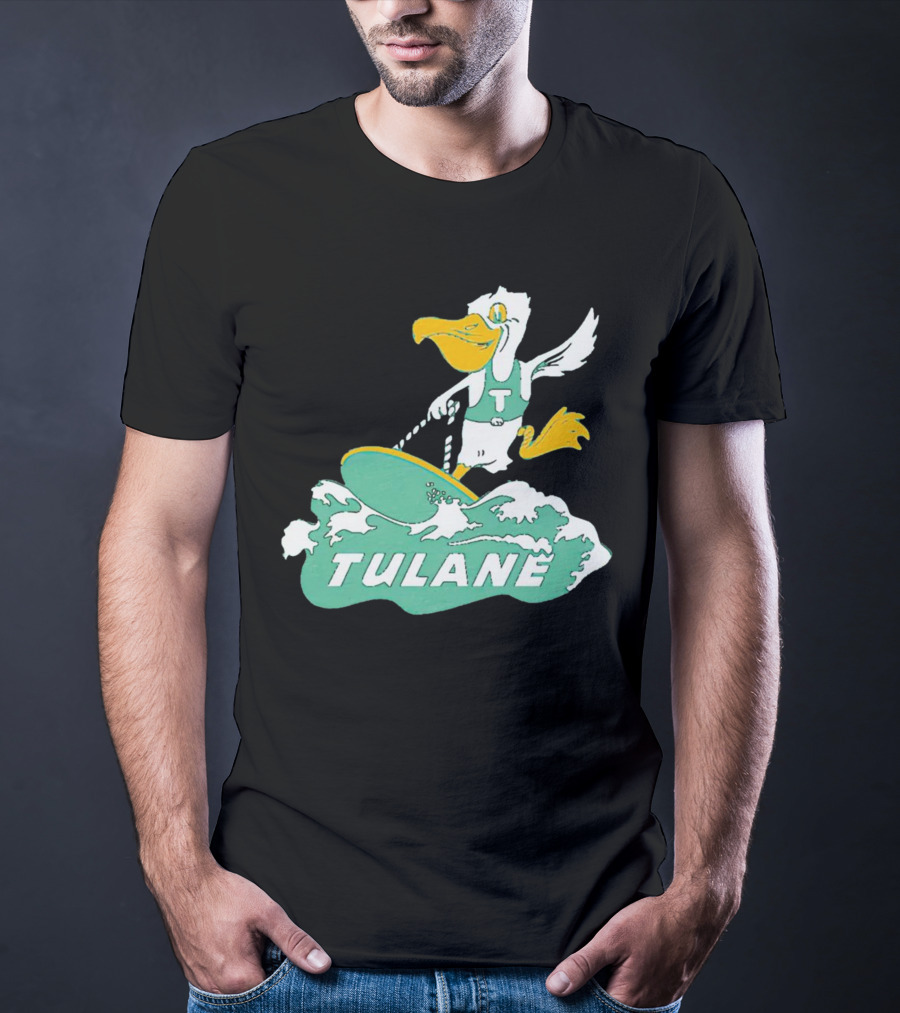 Tulane Green Wave Surfing Pelican Vintage T-Shirt