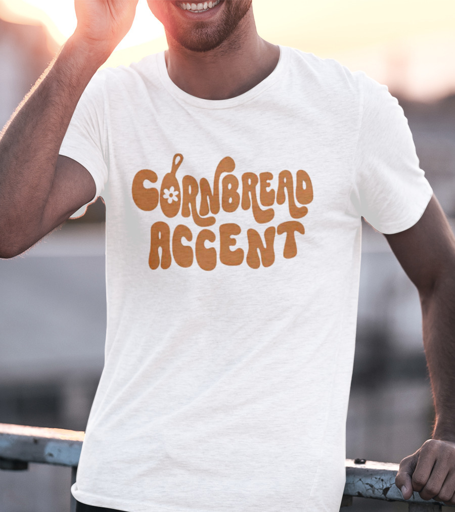 CORNBREAD ACCENT Retro Psychedelic Flower Power Text T-Shirt
