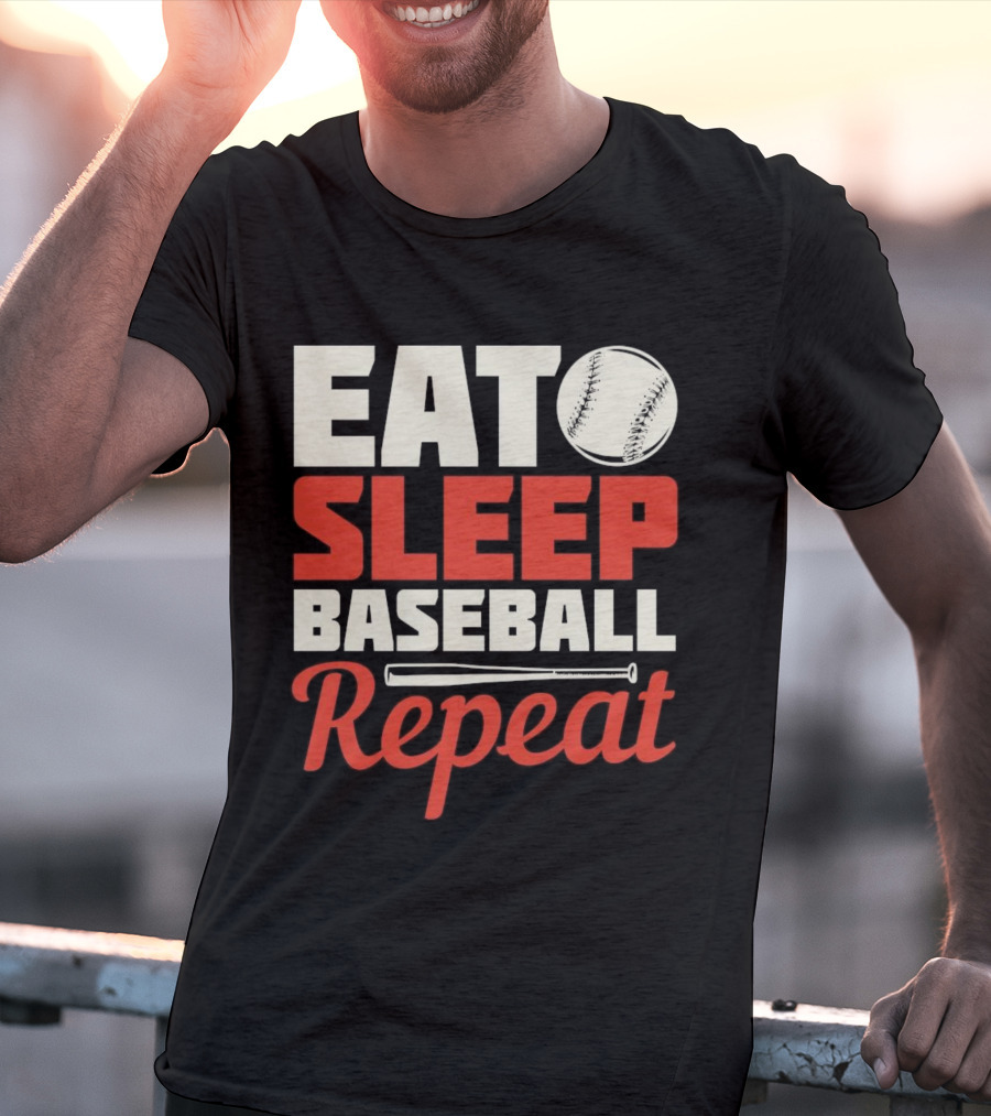 Eat Sleep Baseball Repeat Ball Bat Iconic Sports Cycle T-Shirt