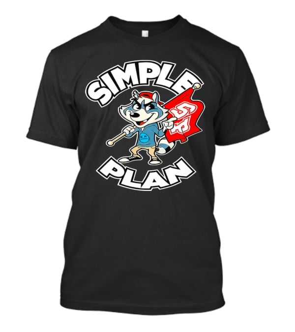 Simple Plan Raccoon Mascot Holding Red Flag T-Shirt