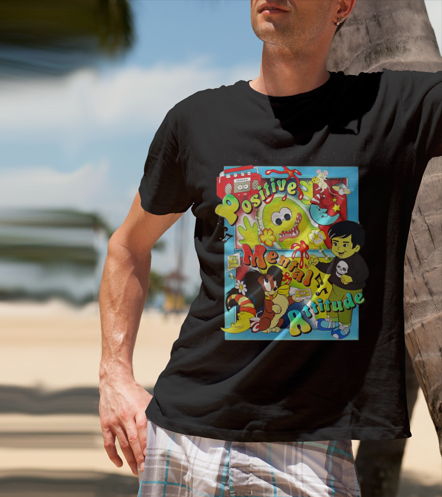 It's Never Too Late For A Positive Mental Attitude Cartoon Characters Music And Fun Elements T-Shirt