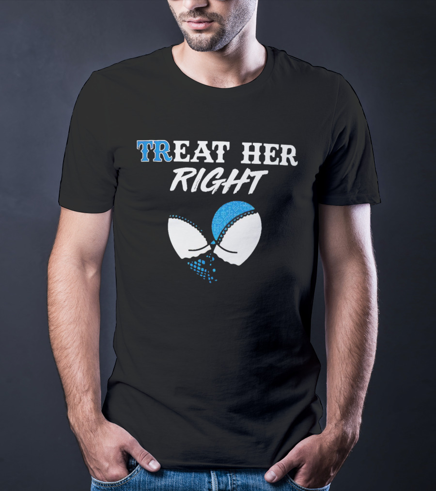 TREAT HER RIGHT Blue And White Lace T-Shirt