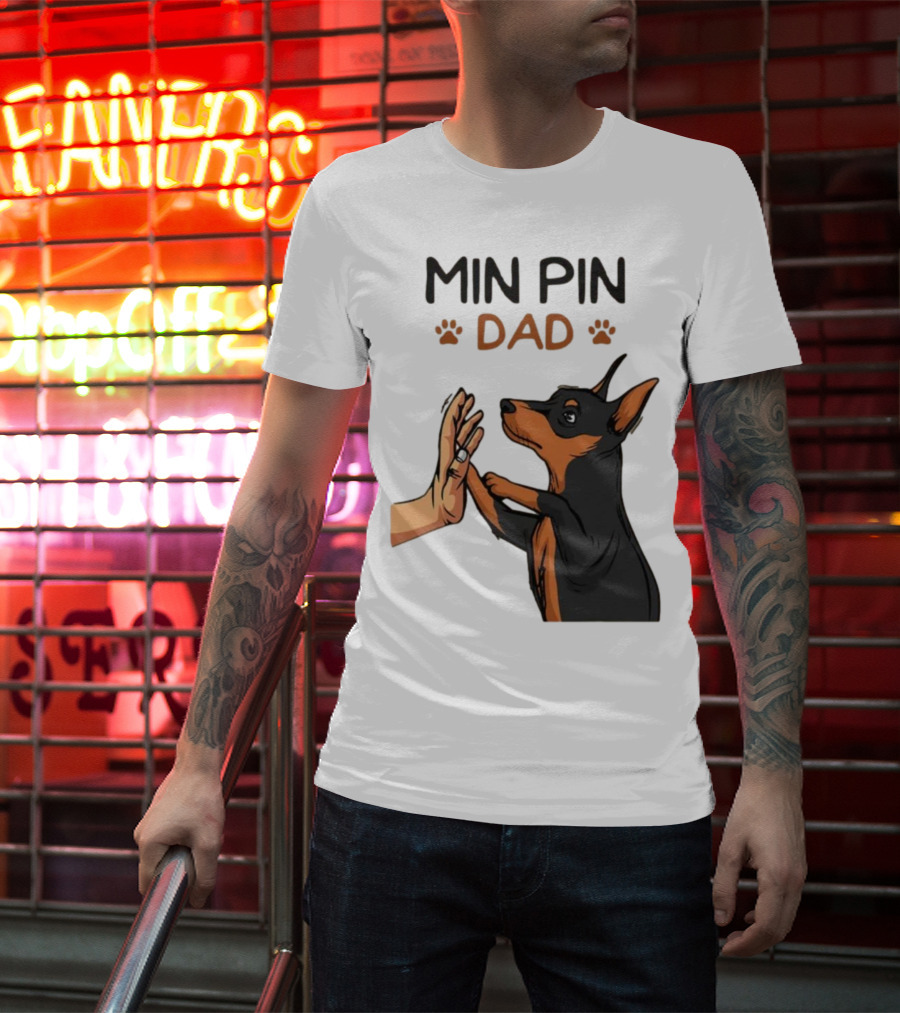 MIN PIN DAD Father's Day Dog Paw T-Shirt