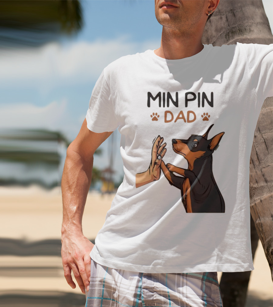 MIN PIN DAD Father's Day Dog Paw T-Shirt