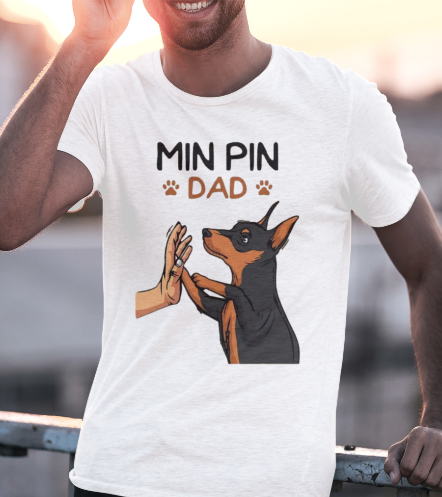 MIN PIN DAD Father's Day Dog Paw T-Shirt