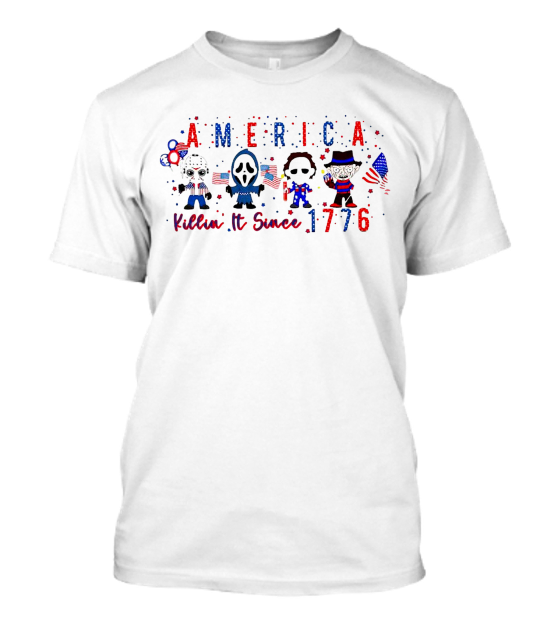 America Killin It Since 1776 With Iconic Characters And Patriotic Symbols T-Shirt