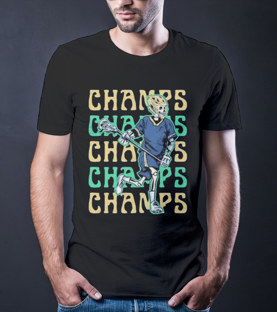 Notre Dame Fighting Irish Skeleton Lacrosse Champs T-Shirt