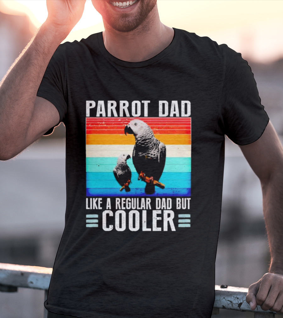 Parrot Dad Like A Regular Dad But Cooler Retro Stripes T-Shirt